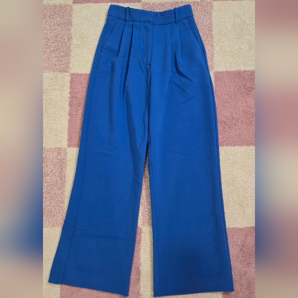 Abercrombie & Fitch Blue High Rise Sloane Tailored Wide Leg Pant 26 short, 26s